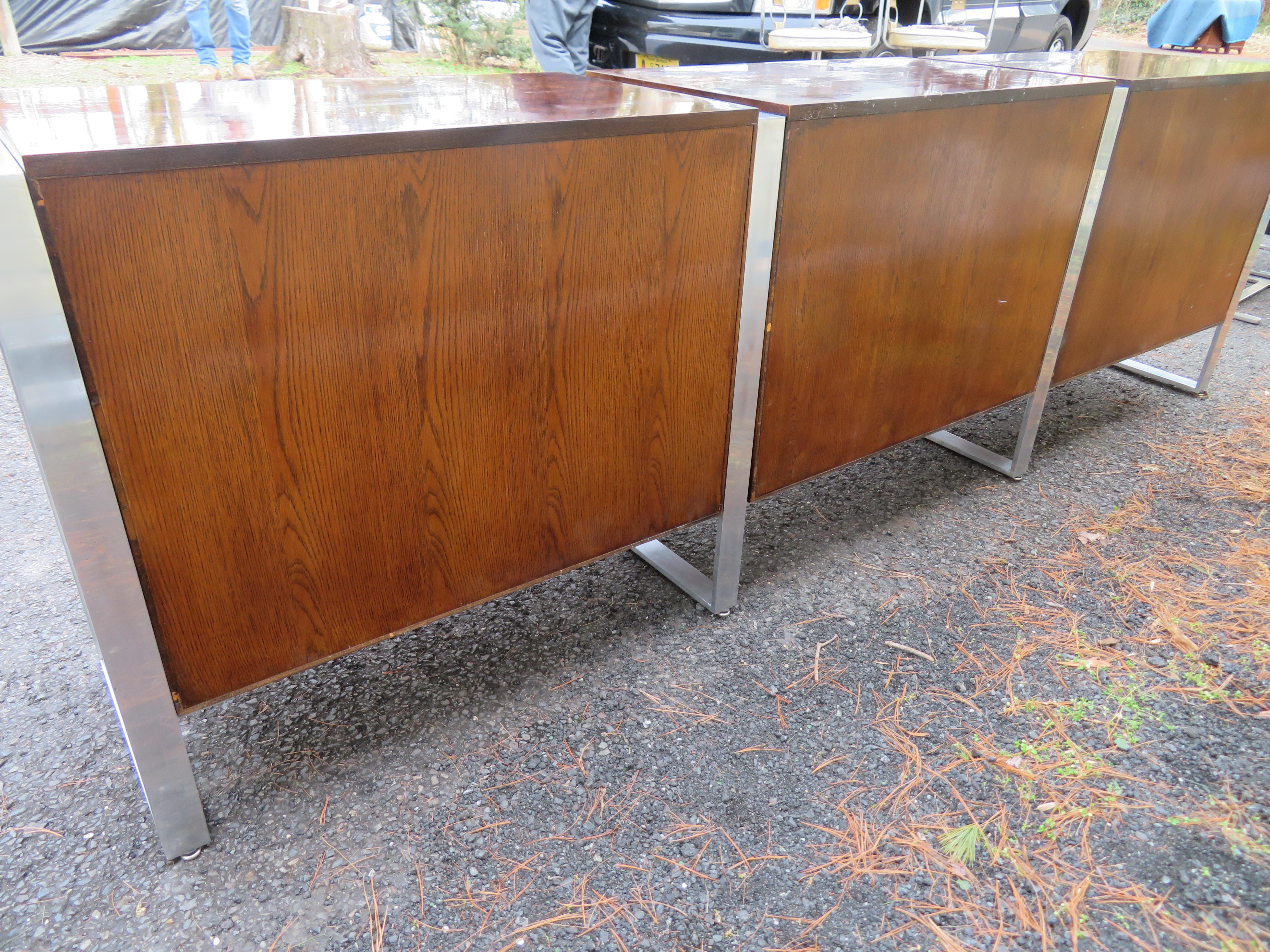Marvelous Pace Collection 3 Piece Burled Walnut Aluminum Credenza Mid-Century  For Sale 13