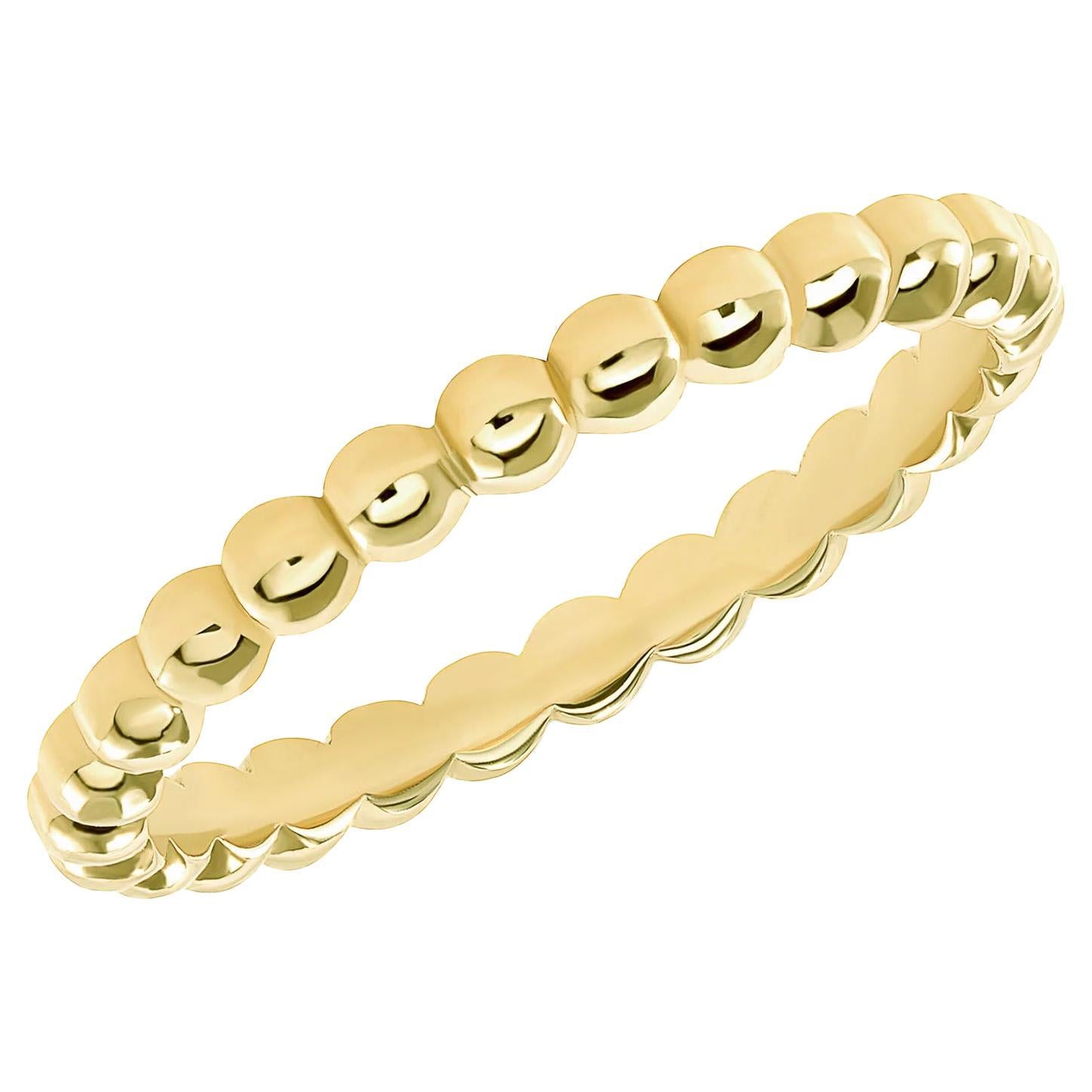 Anillo apilable de oro 14 pulido con diamantes redondos