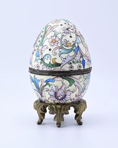 Marvelous Russian Enamel Silver Egg With Cherubs Breath-Taking Details