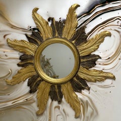 Marvelous Starburst Sunburst Mirror Gilded Composition Italy, 1950s