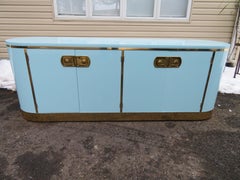 Marvelous Tiffany Blue Mastercraft Pill Shaped Credenza Mid-Century Modern