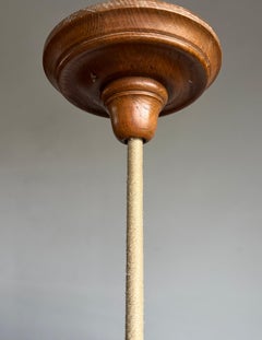 Marvelous Wooden Art Deco Chandelier / Pendant with Five Large Alabaster Shades