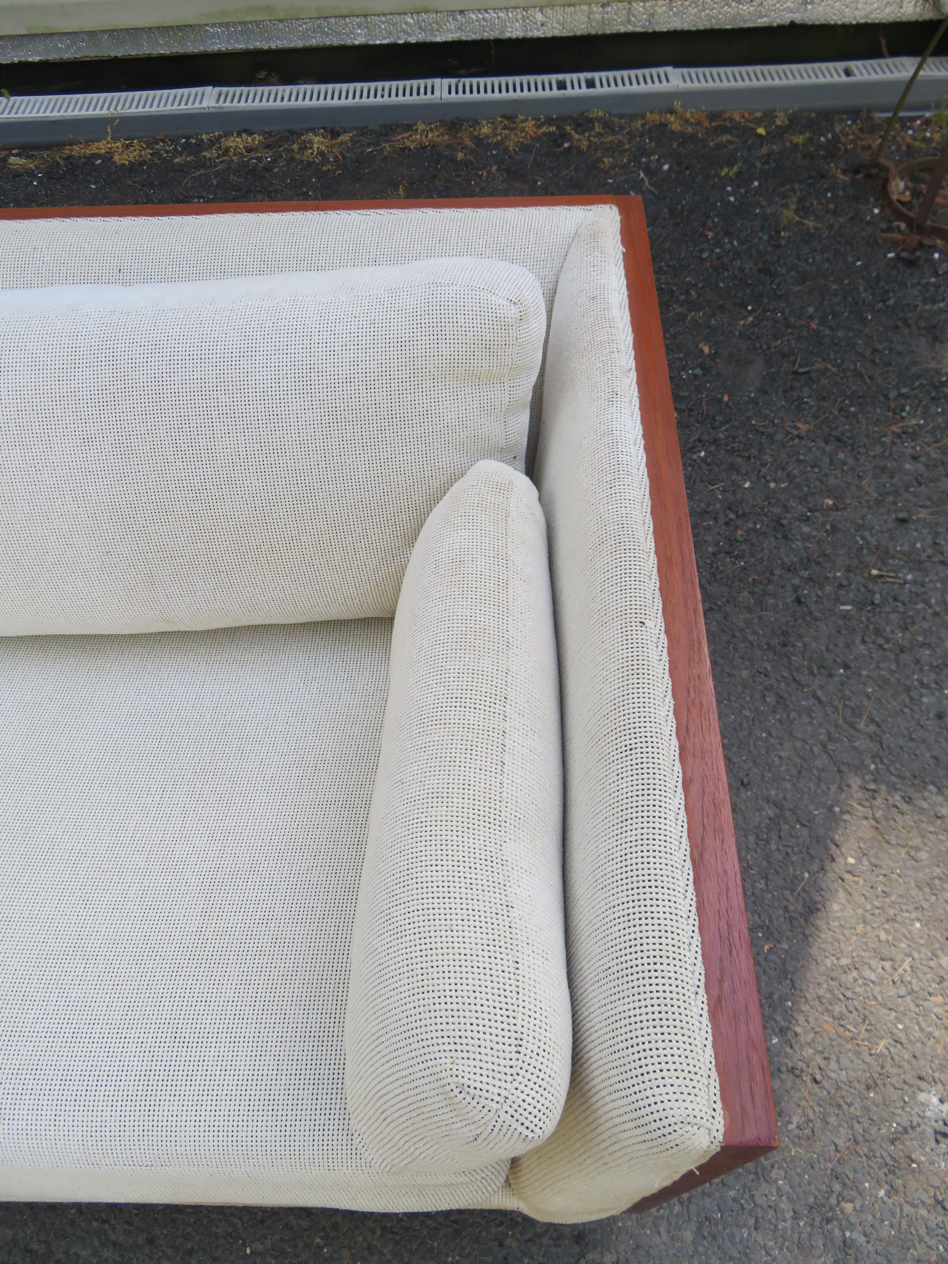 Marvelous XL Milo Baughman style Teak Case Sofa Mid-Century Modern 4