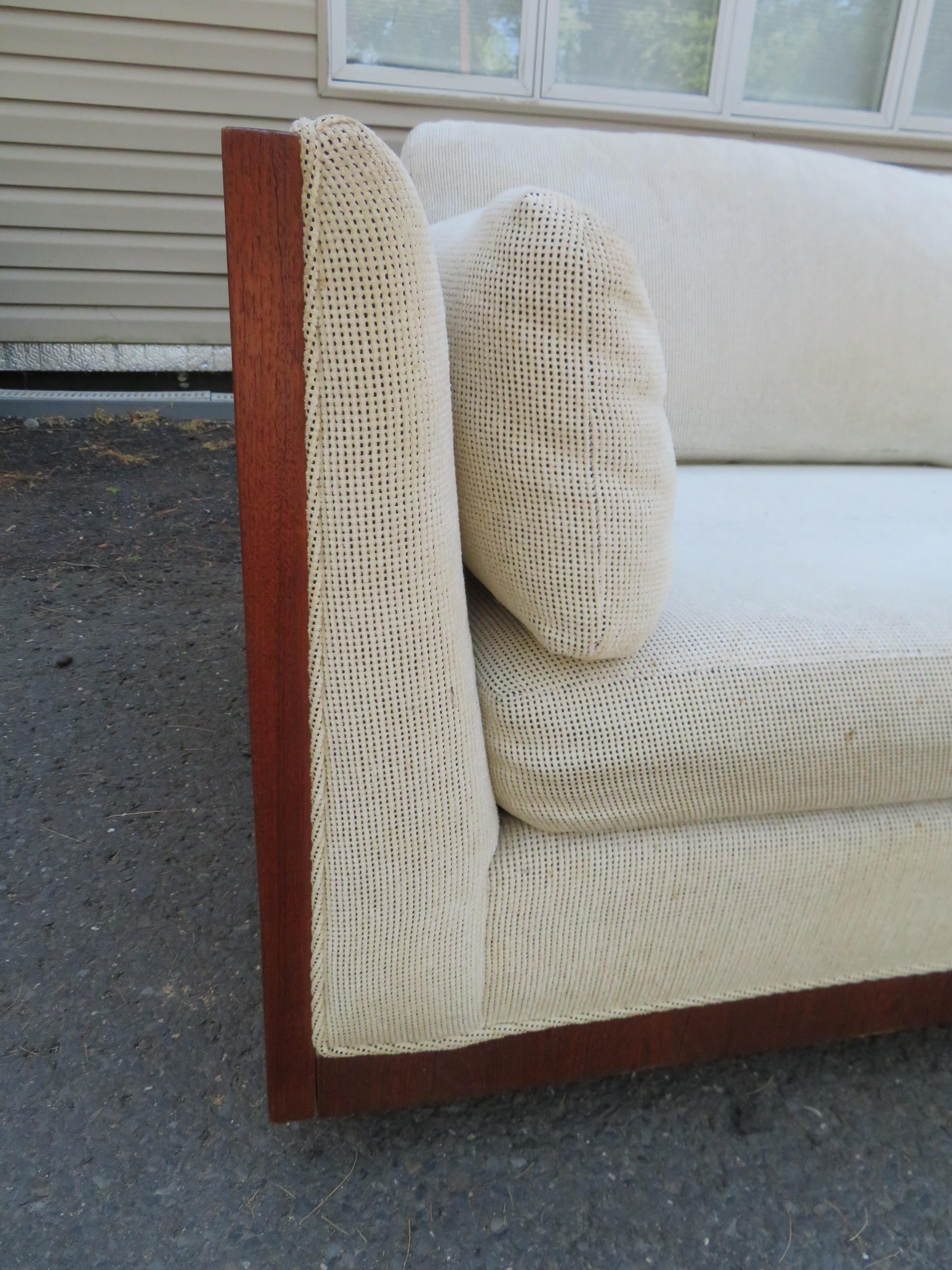 Mid-20th Century Marvelous XL Milo Baughman style Teak Case Sofa Mid-Century Modern