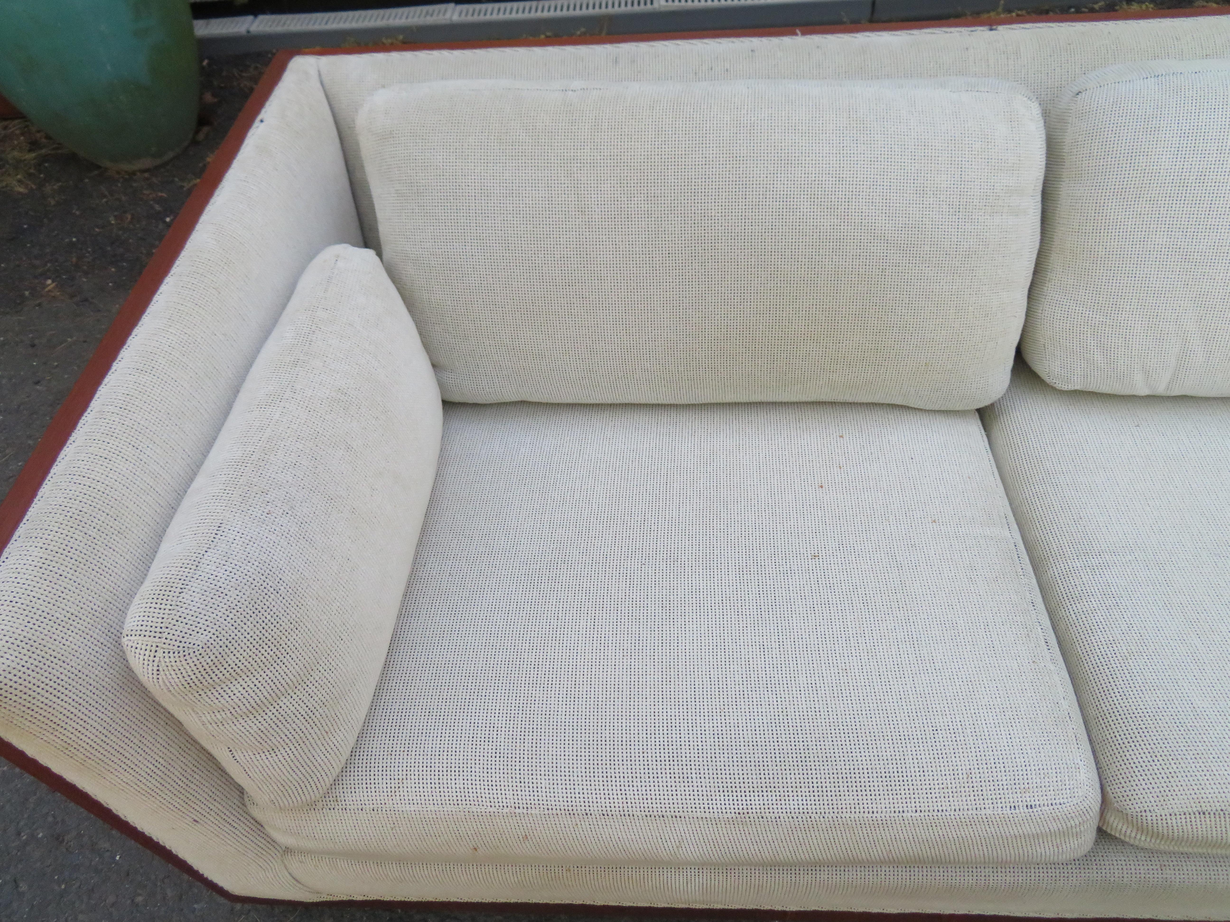 Marvelous XL Milo Baughman style Teak Case Sofa Mid-Century Modern 2