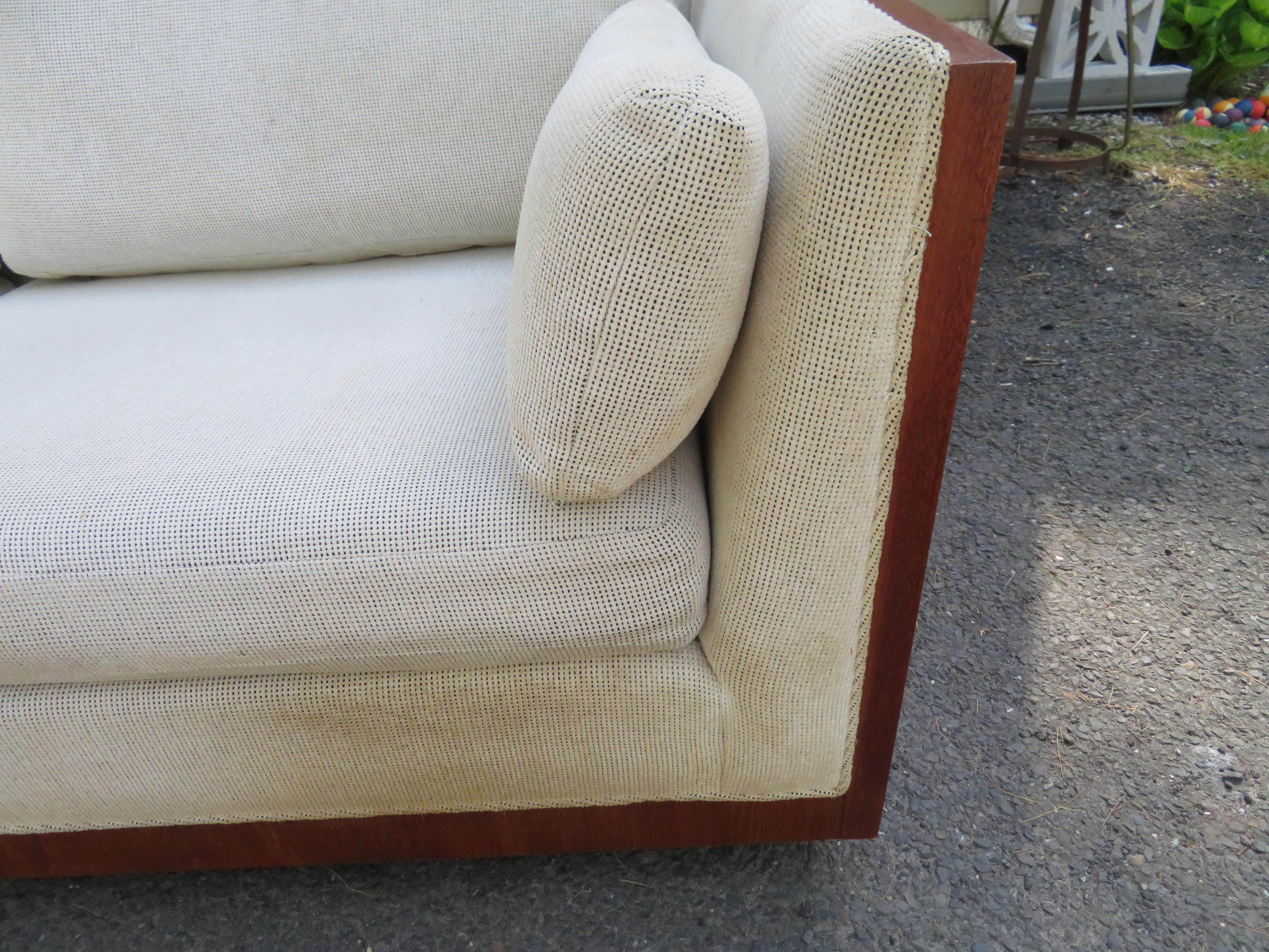 Marvelous XL Milo Baughman style Teak Case Sofa Mid-Century Modern 3