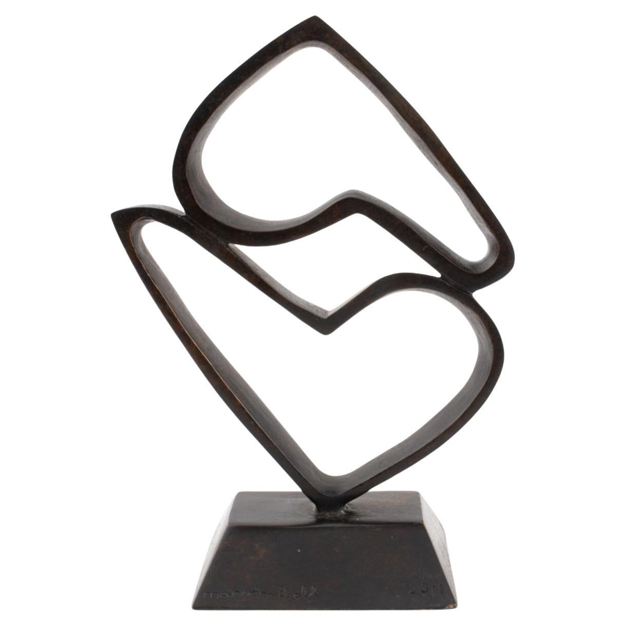 Marvin Bell Double Hearts Bronze Sculpture For Sale