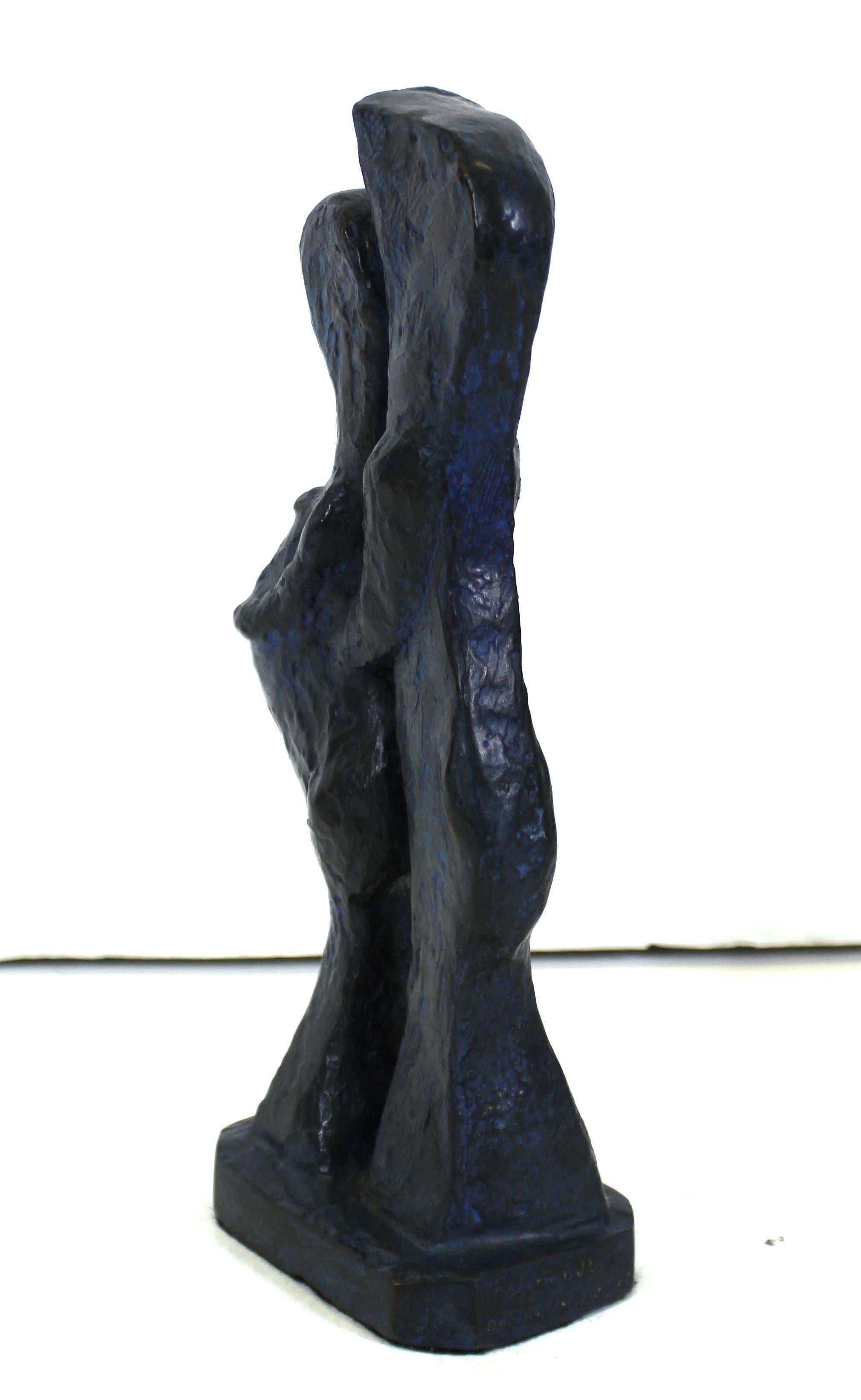 American Marvin Bell Modern Abstract Bronze Sculpture Of Embracing Couple For Sale