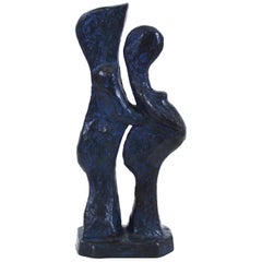 Vintage Marvin Bell Modern Abstract Bronze Sculpture Of Embracing Couple