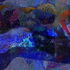 "Esplorazioni cosmiche #2" - Fotomontaggio astratto verticale dai colori freddi.