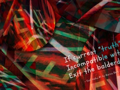 ""Exit the Balderdash #2"" - Horizontaler abstrakter digitaler Fotomontage in Rot.