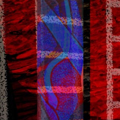 "Linear Stripes #1 - Horizontal photomontage with stripes in blue and red.