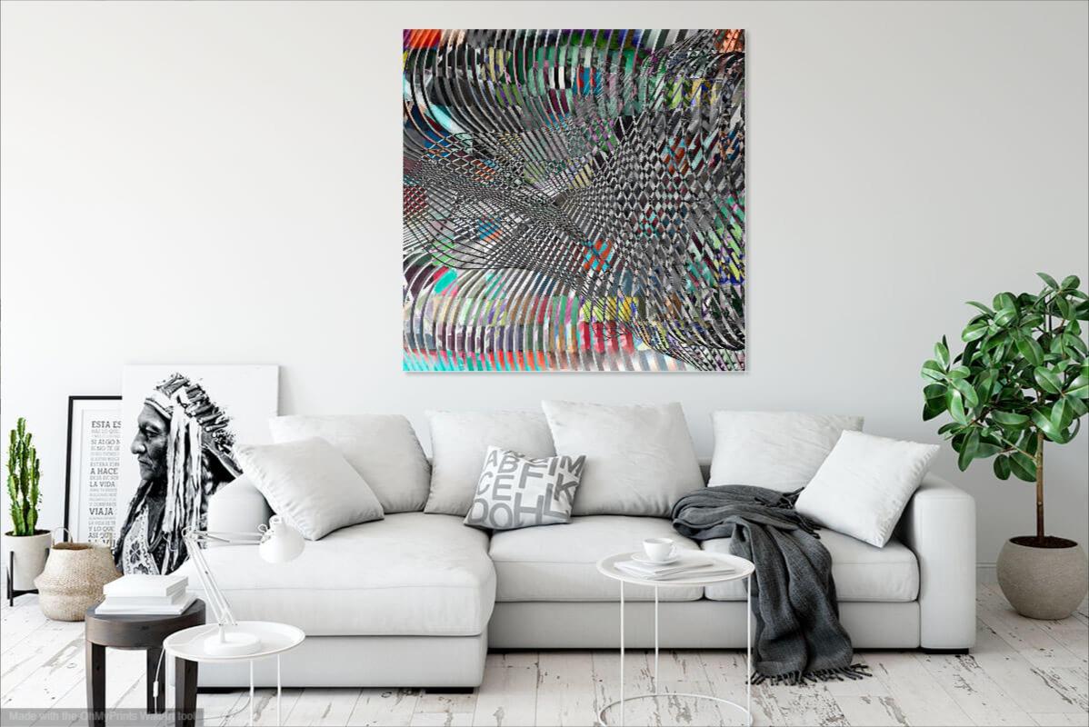 « Restructuring Klee n°1 » - Montage numérique carrée avec tourbillons. - Noir Abstract Print par Marvin Berk