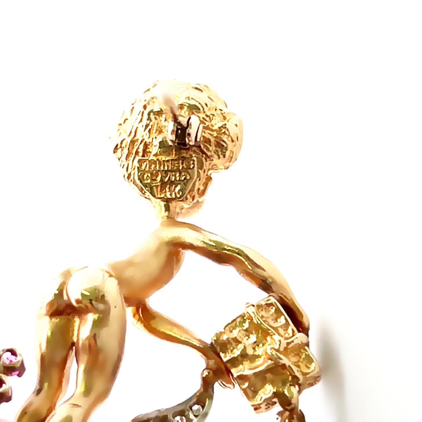 Uncut Marvin Hime Freshwater Pearl Cherub Brooch For Sale