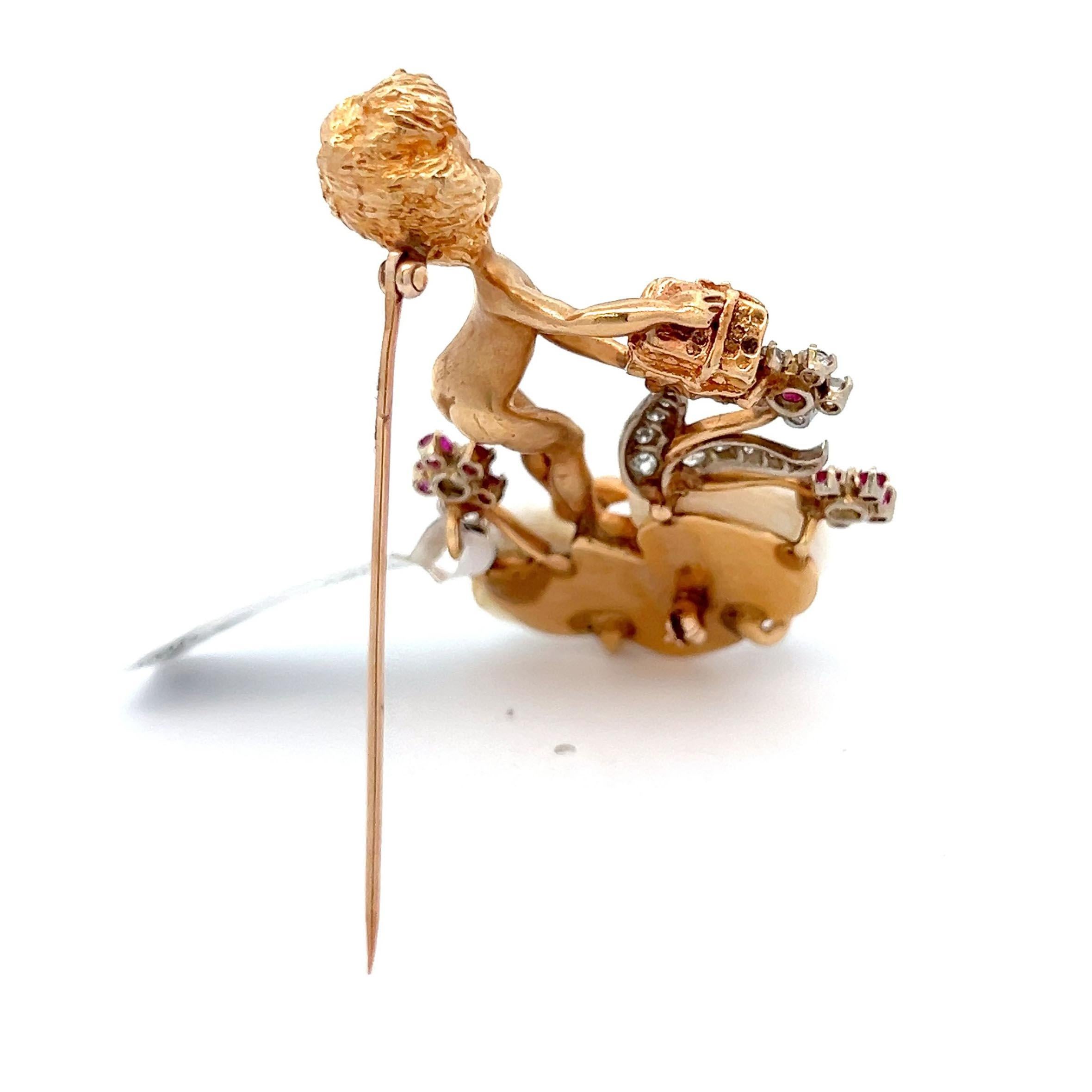 Marvin Hime Freshwater Pearl Cherub Brooch For Sale 1