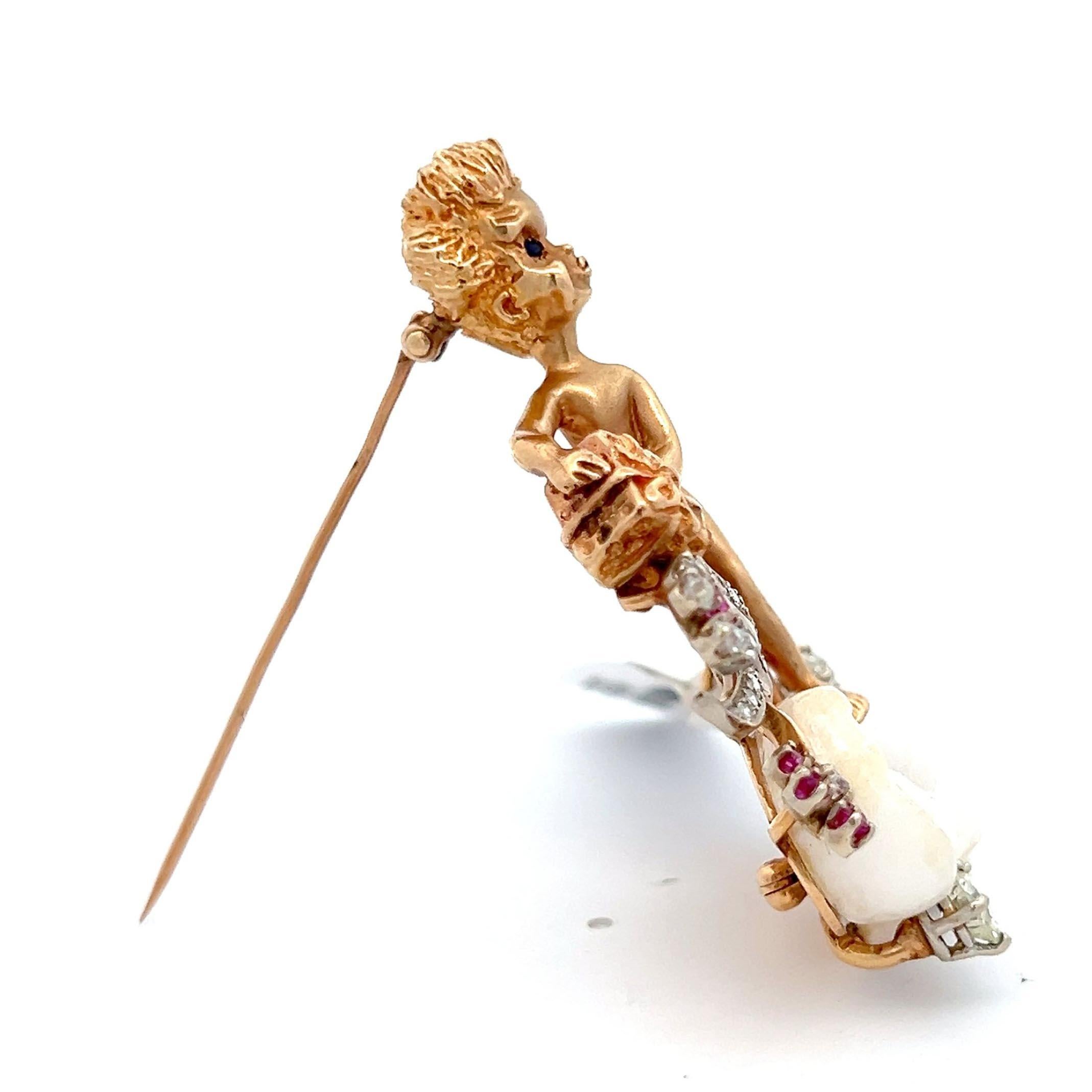 Marvin Hime Freshwater Pearl Cherub Brooch For Sale 2