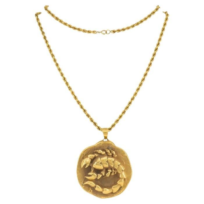 Scorpio 14k Gold Pendant Marvin Hime Rope Chain Necklace