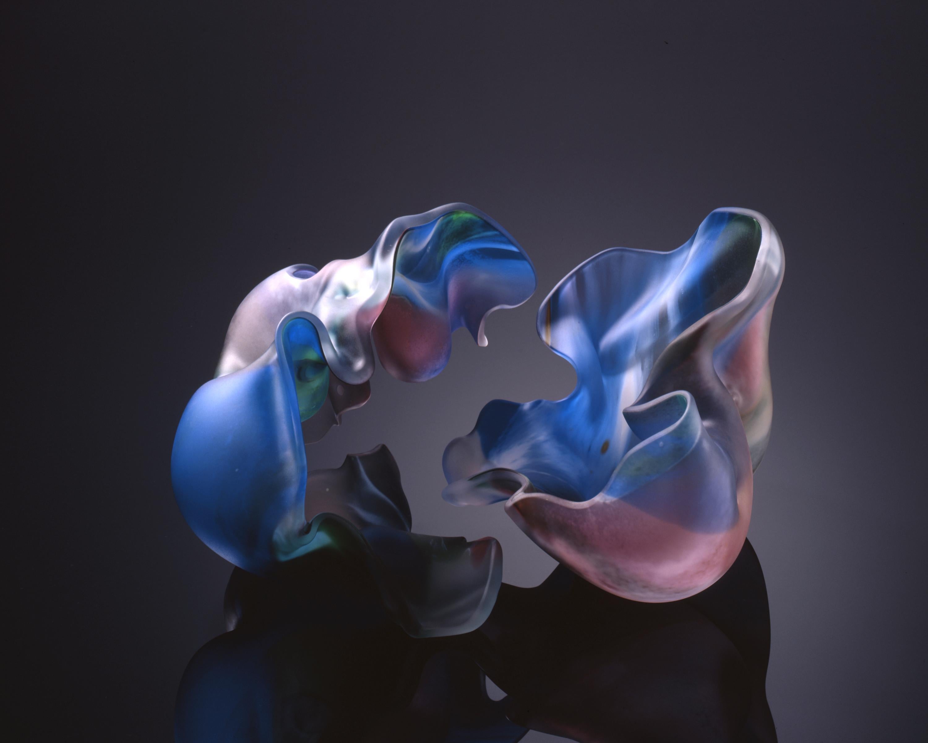 Marvin Lipofsky Abstract Sculpture - "Lauscha Group 1997 #10", Contemporary, Blown, Glass, Sculpture, Sandblasted