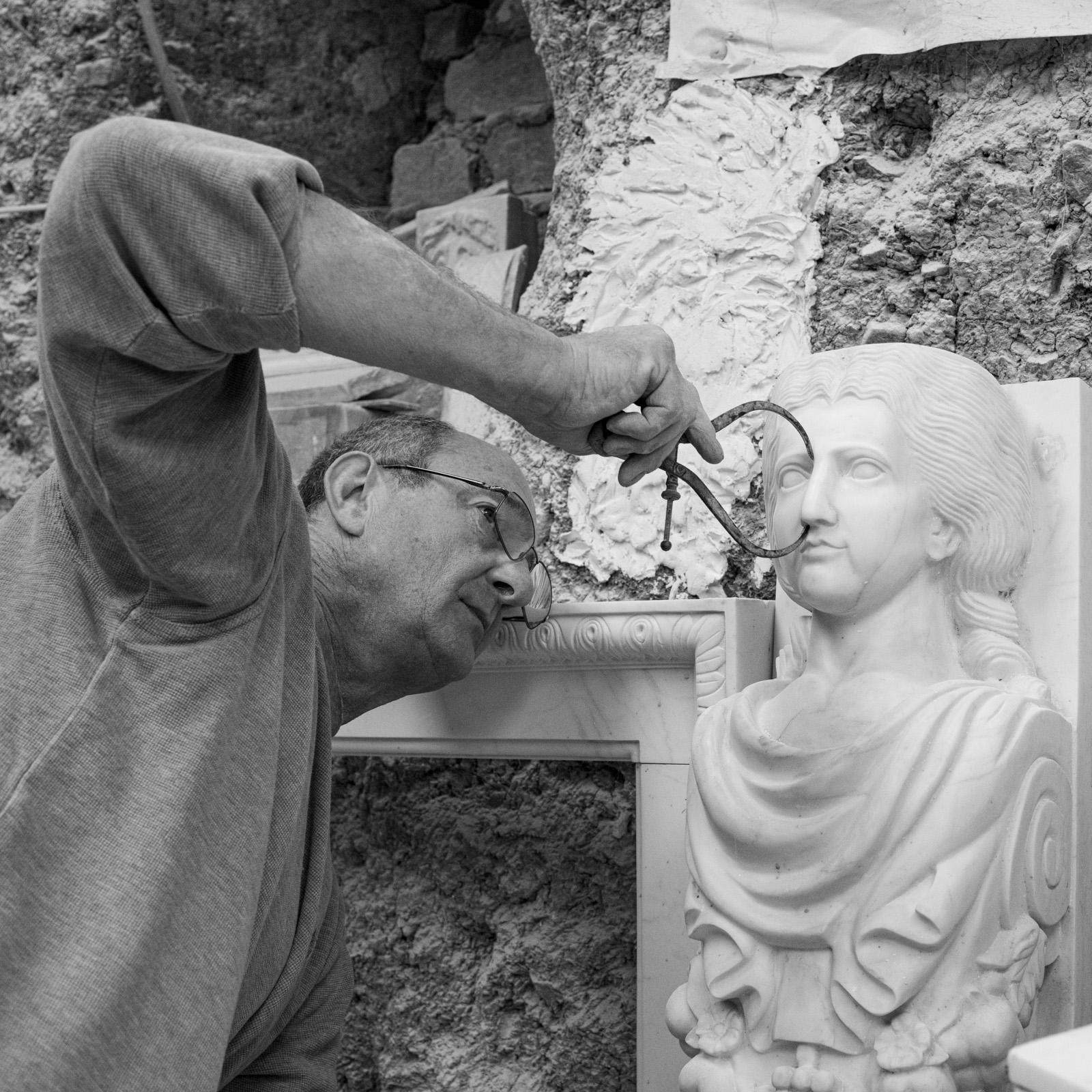 Marvin' Sculptural Artwork, Dominic Hurley, English, Bath Stone, Bust 7