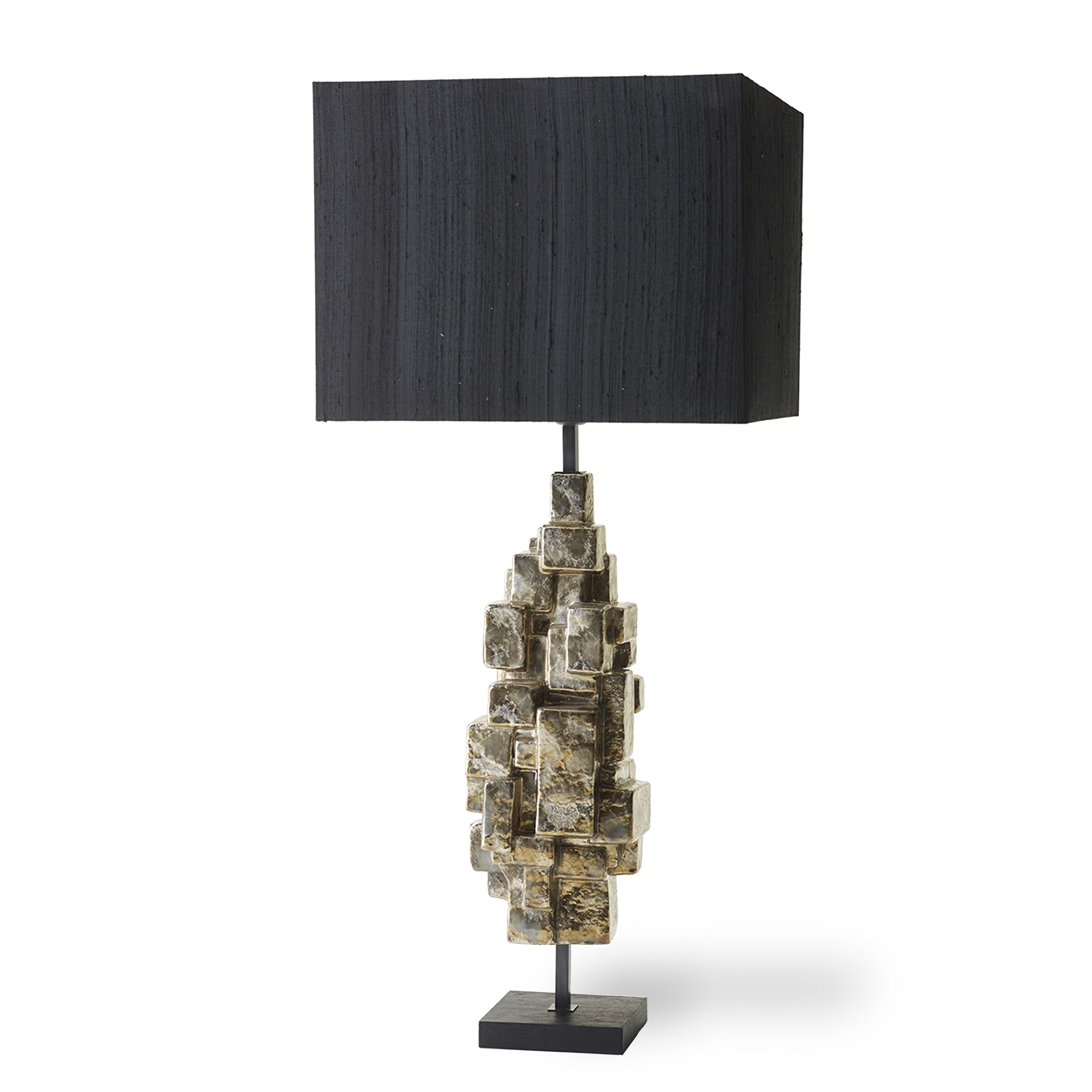 Marvin Table Lamp with Shade by Marioni
Dimensions: W 45 x D 45 x H 100 cm. 
Materials: Matching fabrics shade, Ceramic base, Wood. 
Product code: 02507

Marvin sculptural ceramic table lamp with wooden base and fabric shade. Available in different