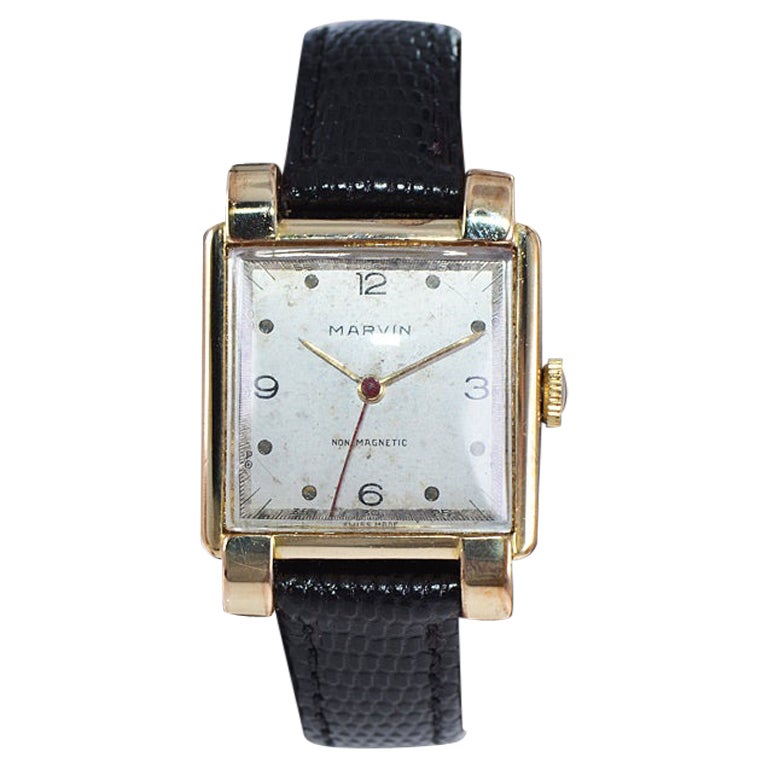 Marvin in oro giallo riempito in stile Art Deco, tutto originale, circa anni '50 in vendita