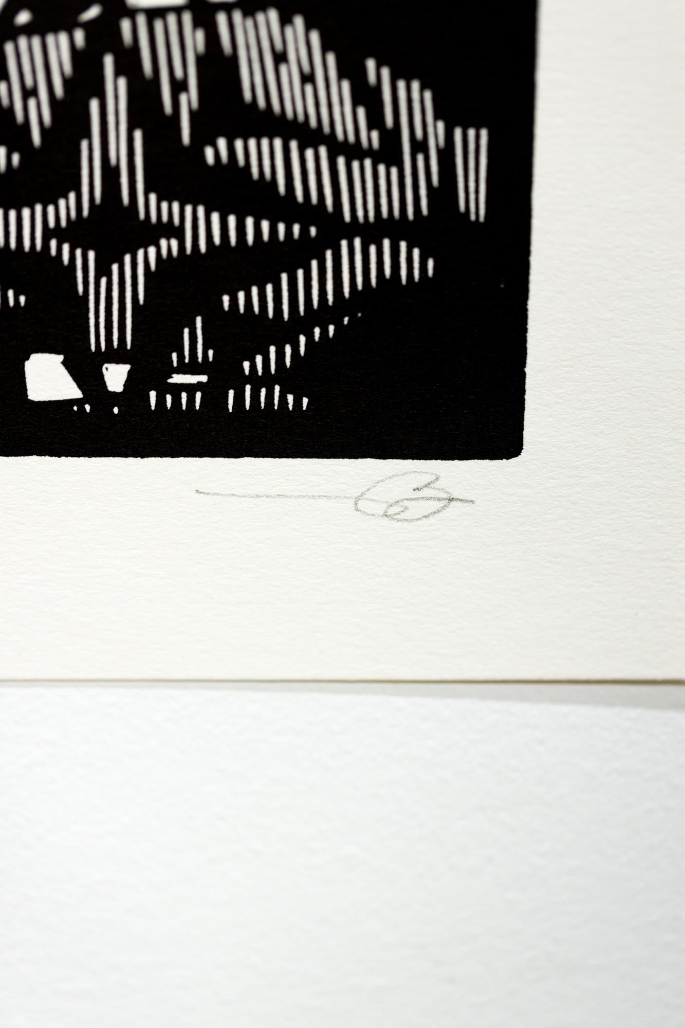 „Inner Strength“, Darstellung von Vögeln, Muster, Holzschnitt auf Papier (Zeitgenössisch), Print, von Marwin Begaye