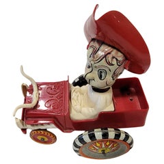 Marx Toys Cowboy in Jeep Zinnlithographie Wind-Up-Spielzeug