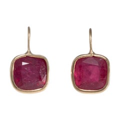 Mary 18 Carat Yellow Gold Ruby Earrings