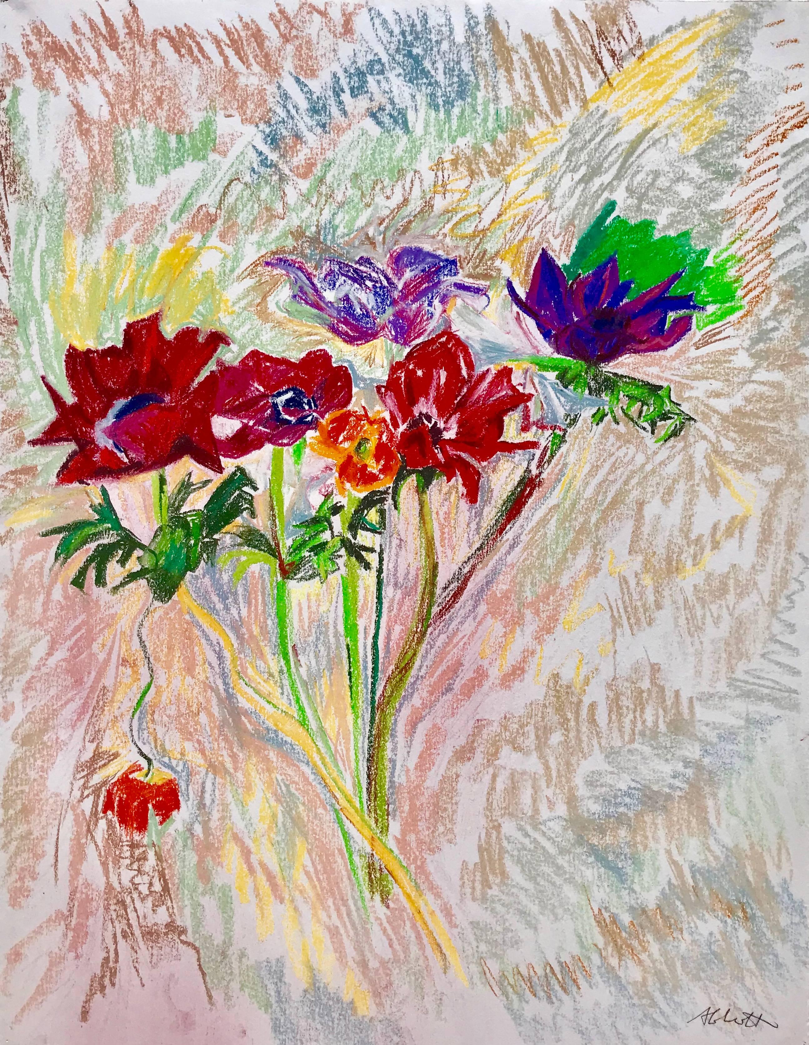 “Red Poppies” - Mixed Media Art by Mary Abbott