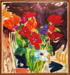 Abstrakte abstrakte expressionistische Sommerblumen im abstrakten Stil