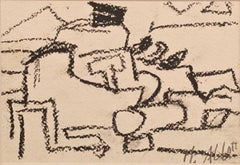 "Geometria da cartolina" Mary Abbott, Composizione astratta geometrica con pastello su carta