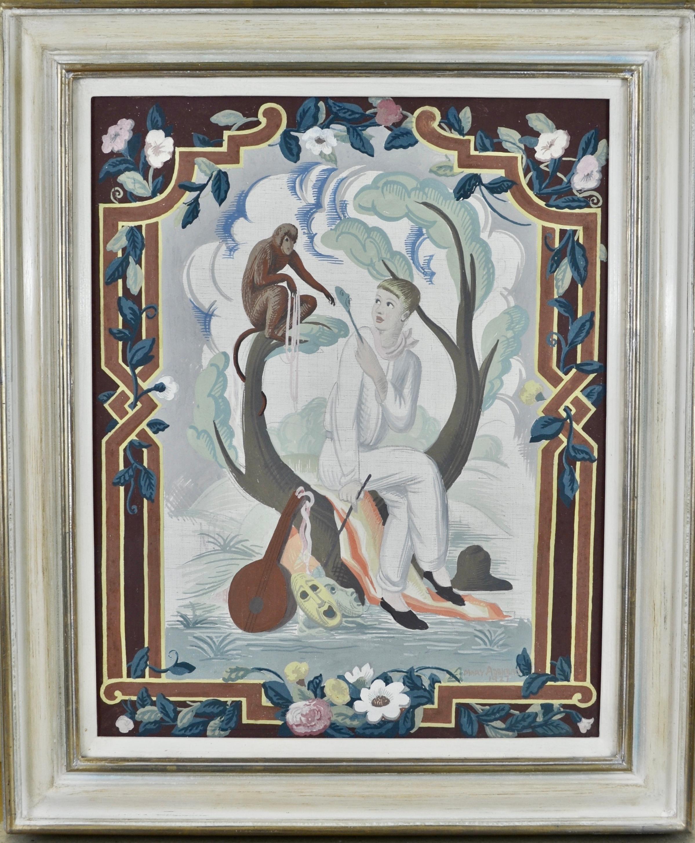 Mary Adshead - Music & Song - Panneaux dessinés à la détrempe britannique des années 1920 en vente 11