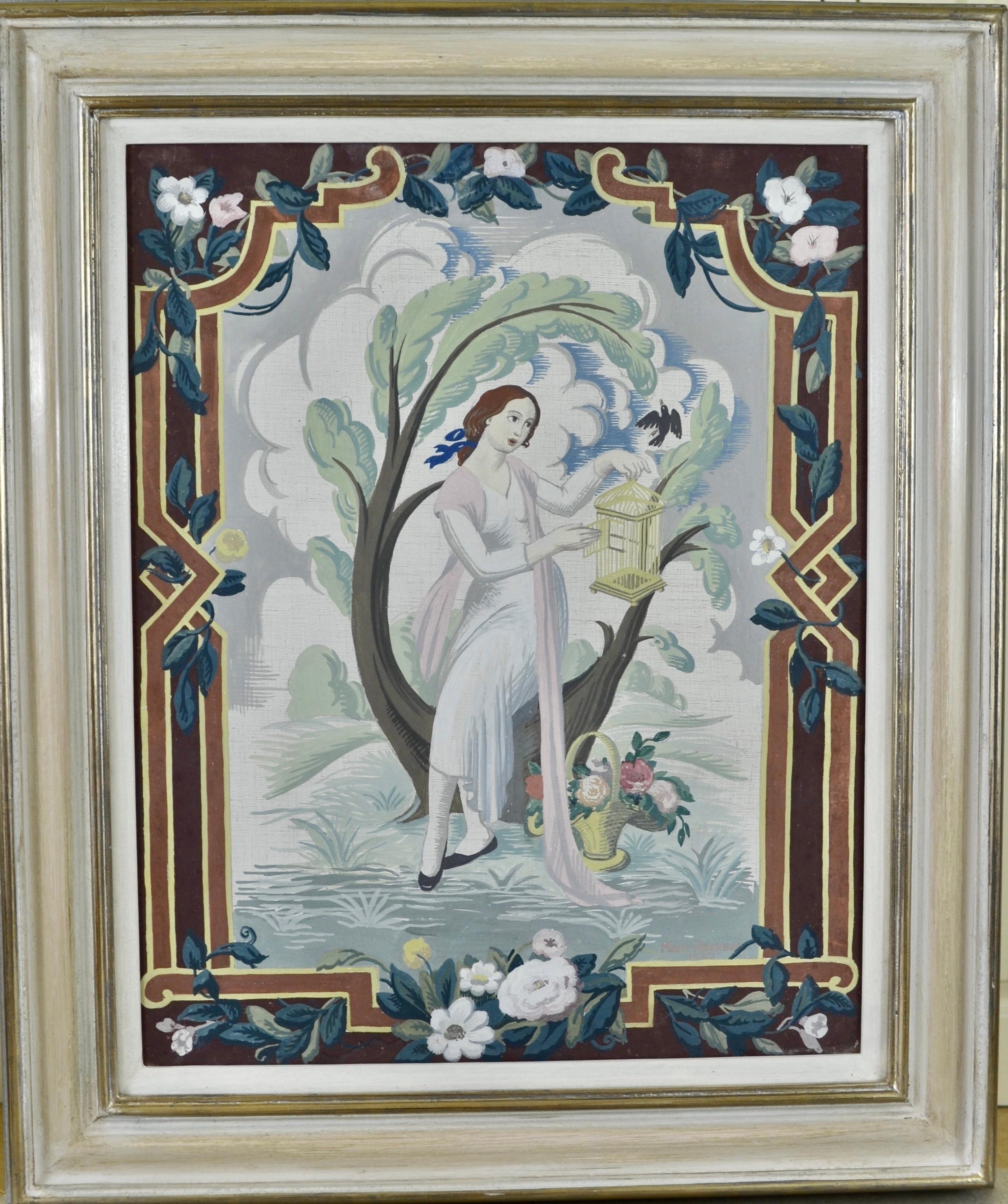 Mary Adshead - Music & Song - Panneaux dessinés à la détrempe britannique des années 1920 en vente 12