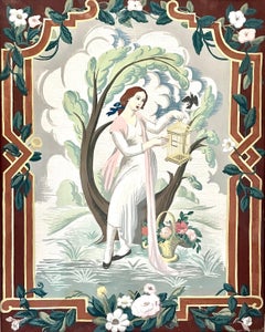 Mary Adshead - Music & Song - Panneaux dessinés à la détrempe britannique des années 1920