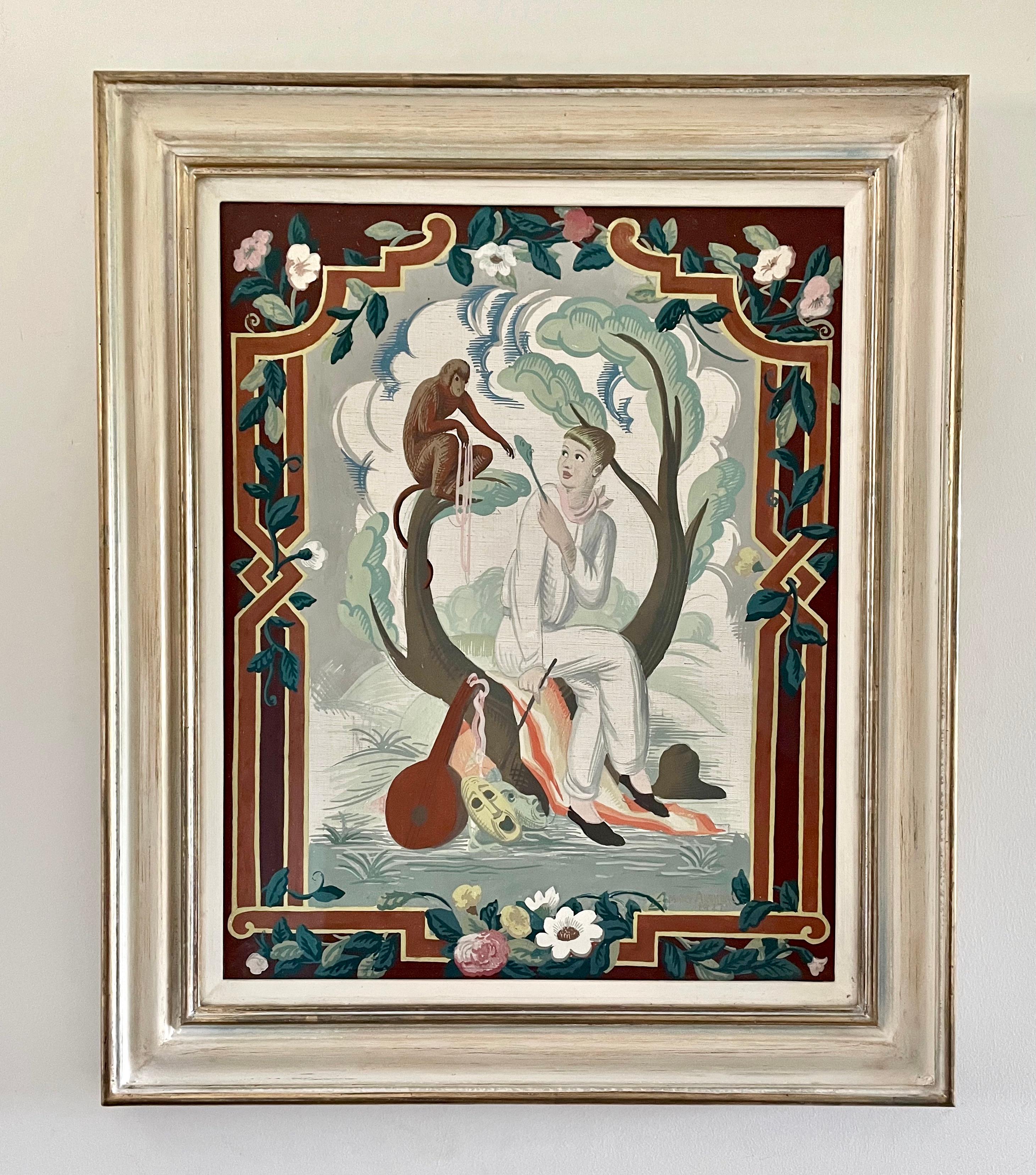 Mary Adshead - Music & Song - Panneaux dessinés à la détrempe britannique des années 1920 en vente 5