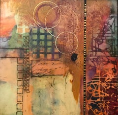 "Bright Berg", encaustic painting, mixed media, wax, abstract, earth tones