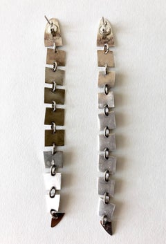 Mary Ann Scherr Sterling Silver American Modernist Snake Pierced Earrings