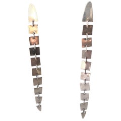 Mary Ann Scherr Sterling Silver American Modernist Snake Pierced Earrings