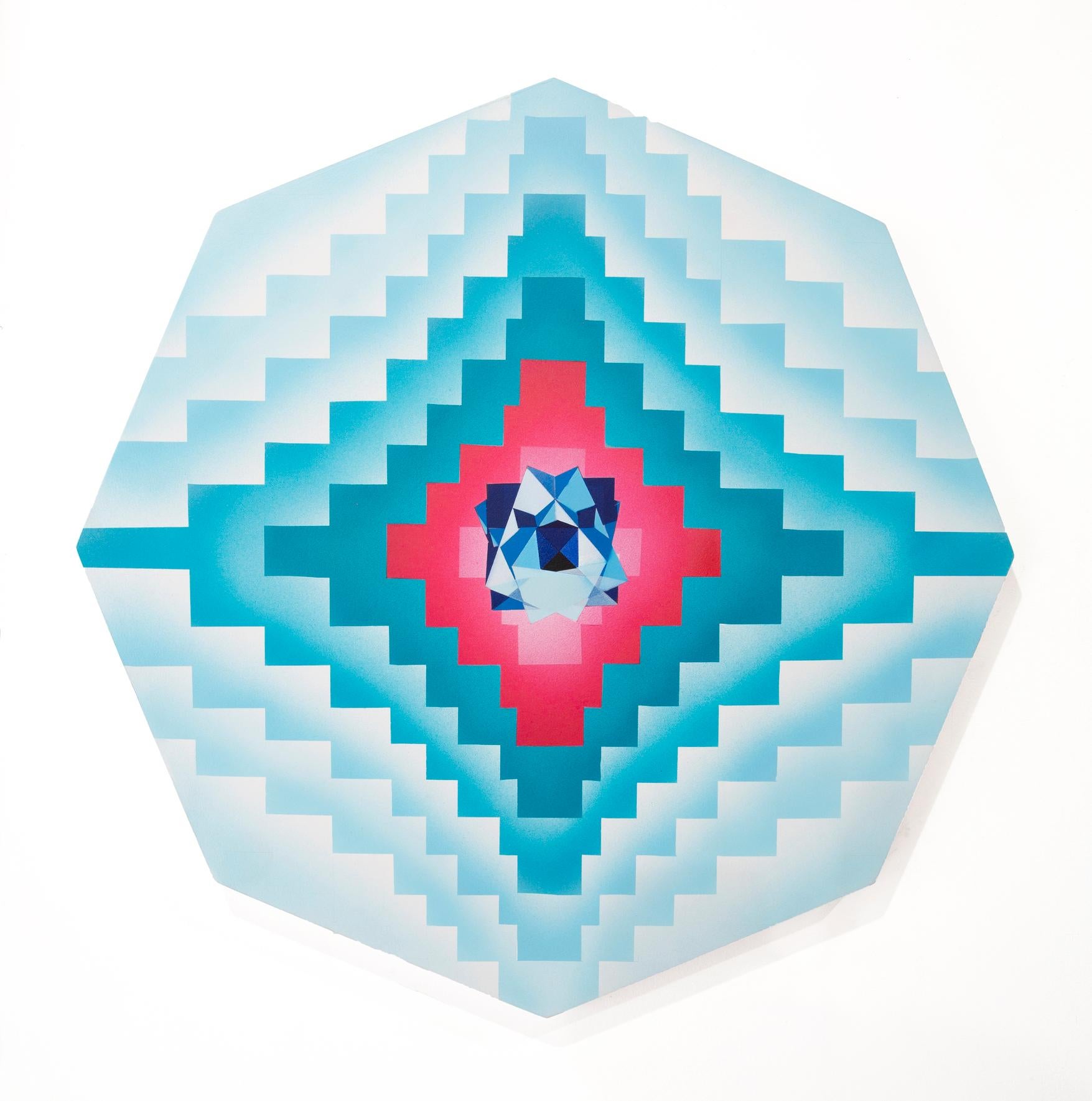 Mary Anna Pomonis Abstract Painting – Ein Tempel für Tiresias", Acryl, zeitgenössische, geometrische, abstrakte Malerei