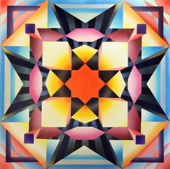 Sie ist im strahlenden Licht", Acryl, zeitgenössische, geometrische, abstrakte Kunst