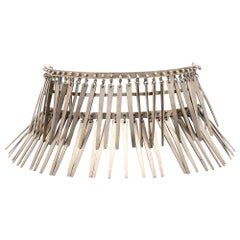 Mary Anne Scherr Sterling Silver Double Fringed Collar Kinetic Necklace 1960s