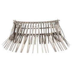 Mary Ann Scherr Collana cinetica con doppio collare a frange in argento sterling 1960s