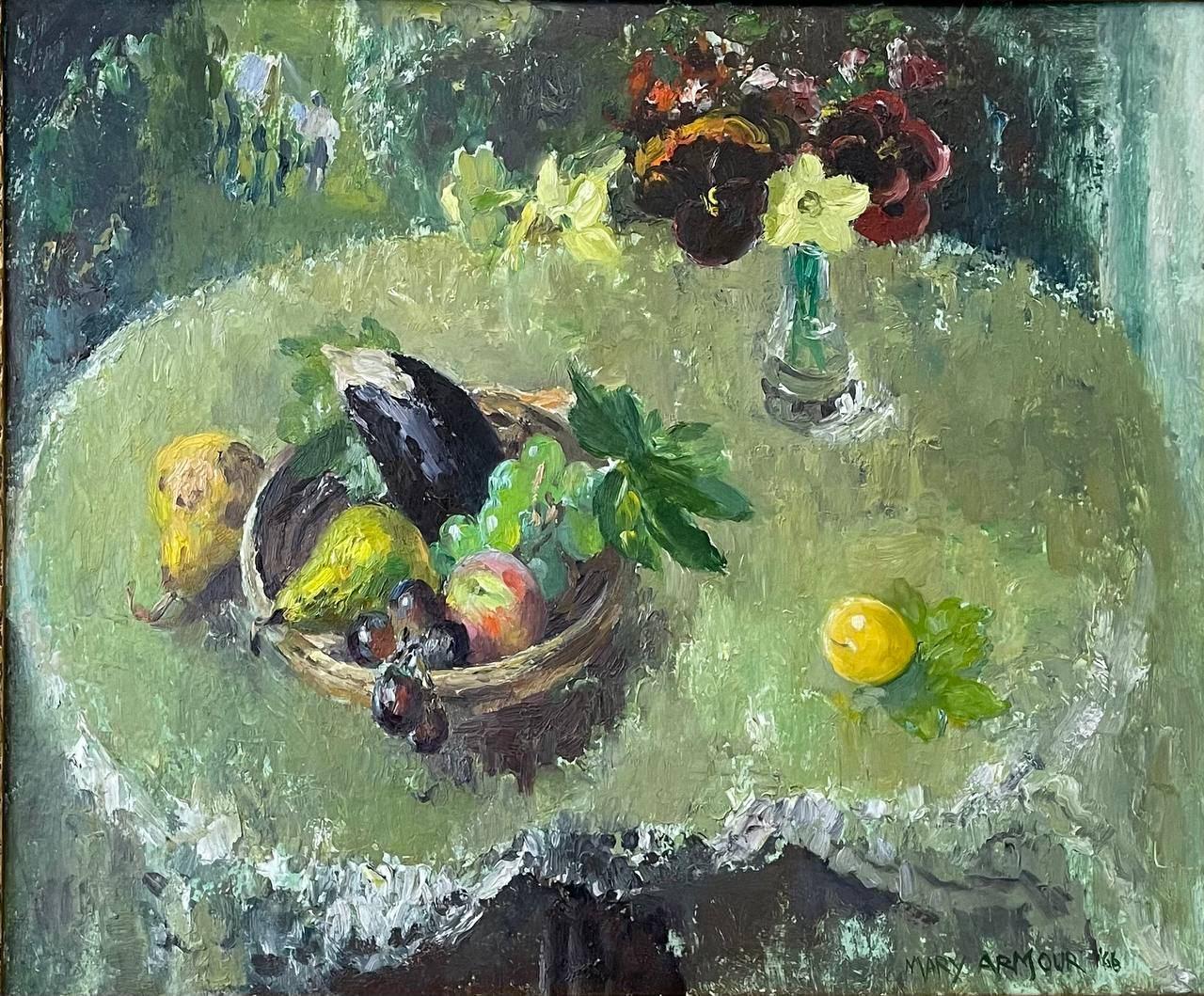 Grüner Tisch – Stillleben (Sonstige Kunststile), Painting, von Mary Armour