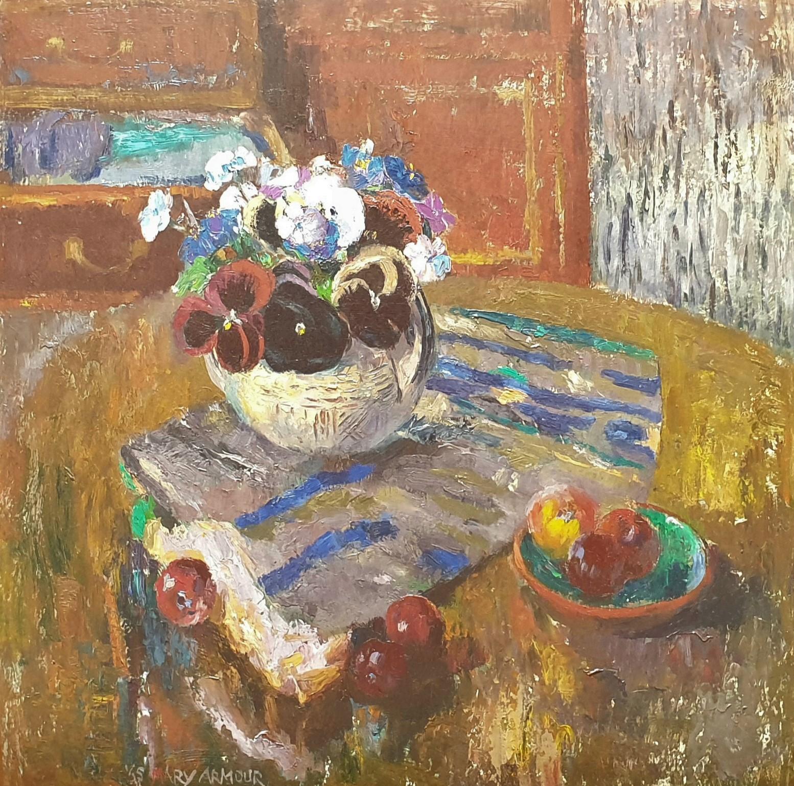 Signed Antique Painting: 'Still Life of Fruit and Flowers'