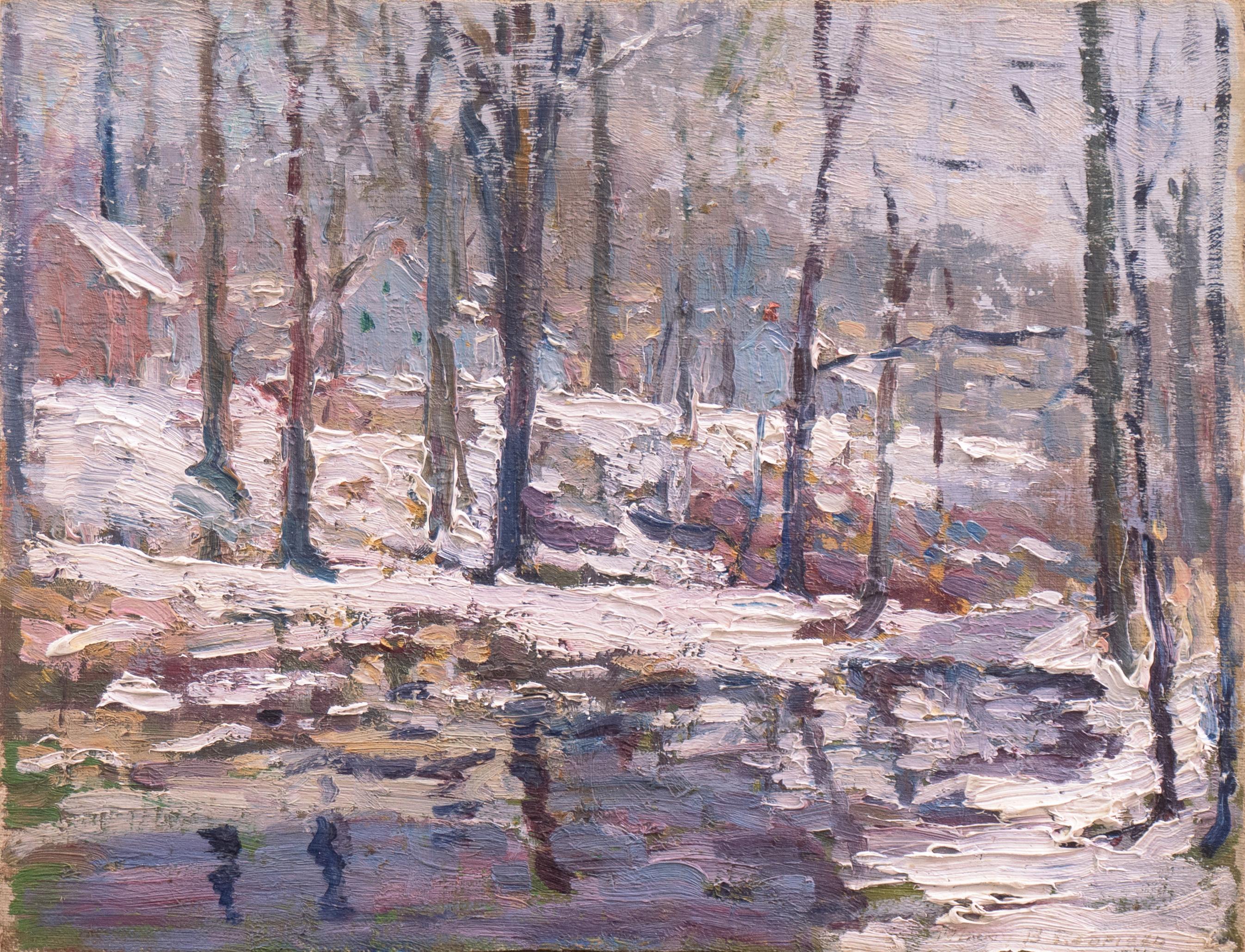 'Winter Landscape', Woman Artist, New York, Washington, Impressionist Snow Scene