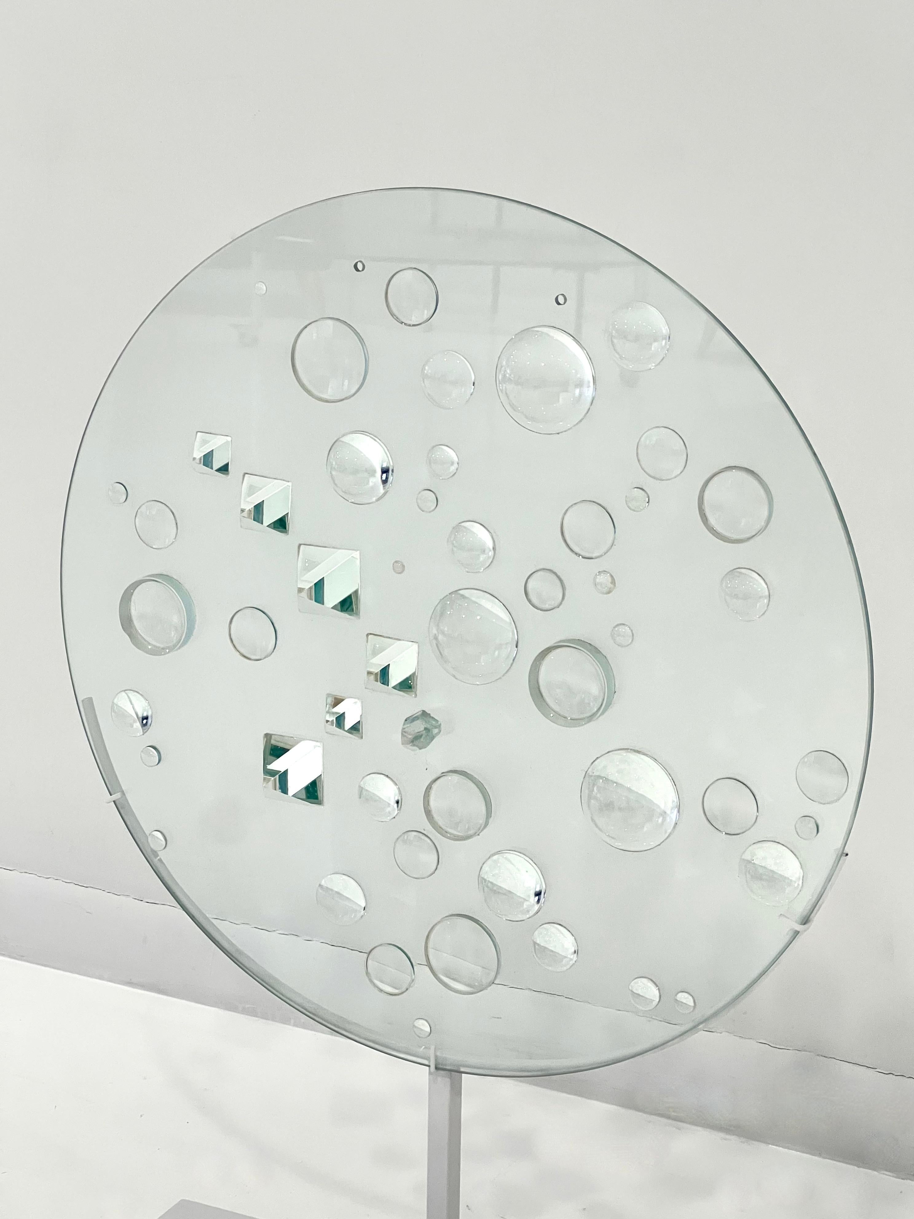 Américain Sculpture de disque en verre optique de Mary Bauermeister en vente