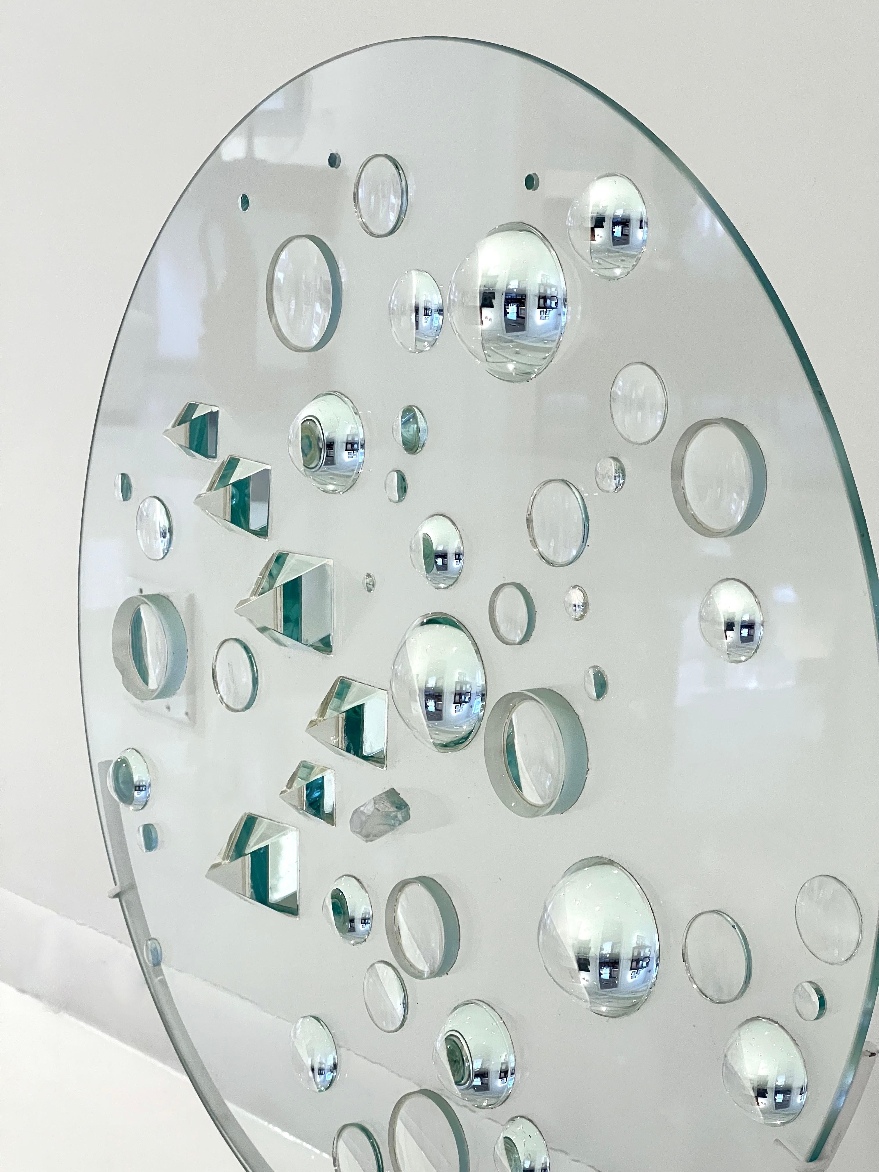 Sculpture de disque en verre optique de Mary Bauermeister en vente 1