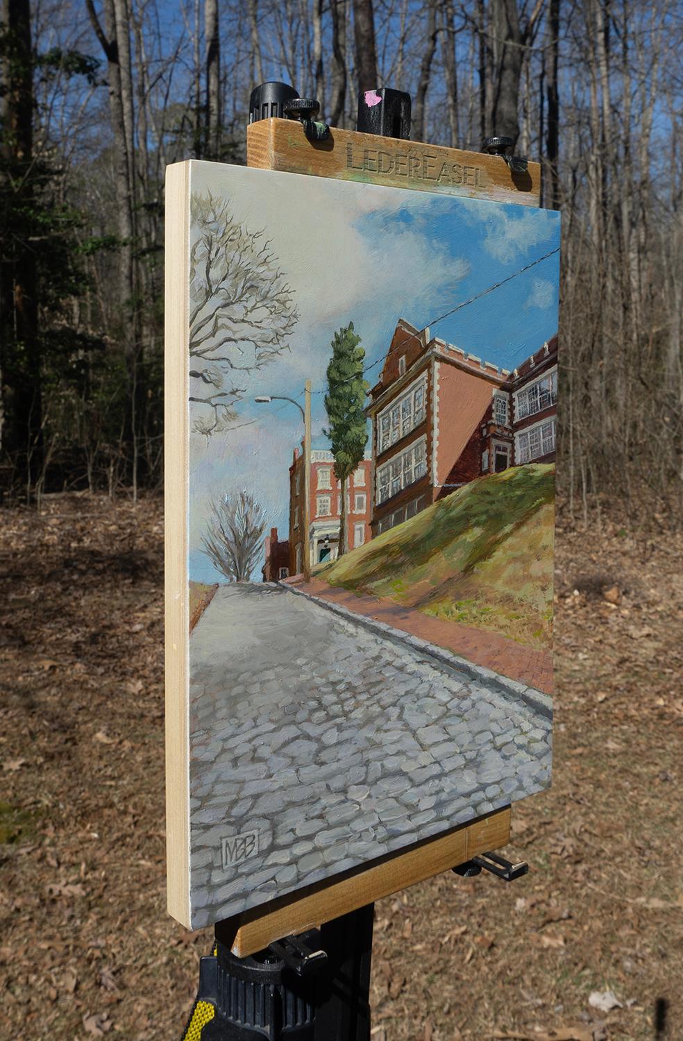 Up 23rd Street, Church Hill, Richmond, VA, peinture originale - Impressionnisme Art par Mary Beatty-Brooks