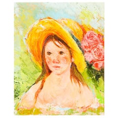 Rosas. Retrato de una joven. Óleo sobre lienzo