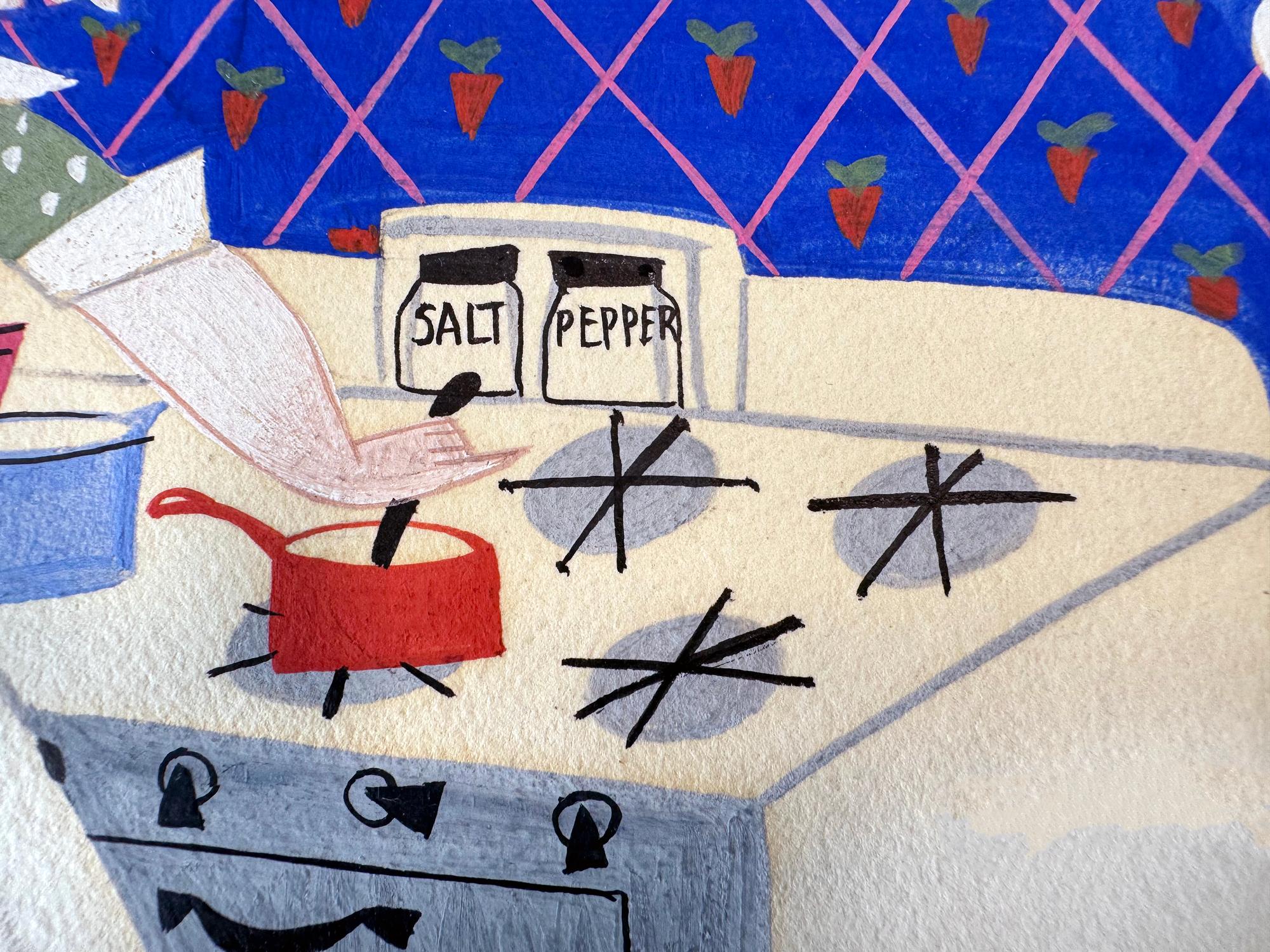Baby's House Kitchen Interior - Woman Illustrator Mid-Century - Painting de Mary Blair